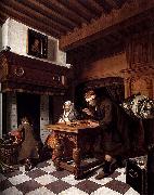 Cornelis de Man A Man Weighing Gold. oil